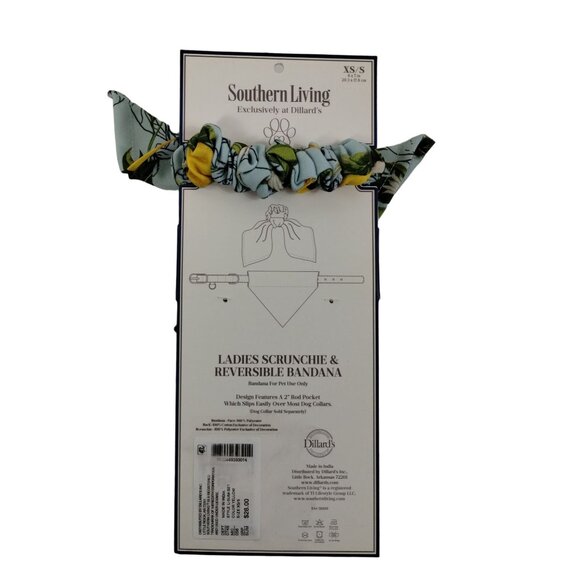 Southern Living Ladies Hair Scrunchie and XS Small Dog Reversible Bandana Floral - Picture 4 of 7